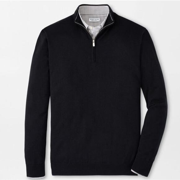 Peter Millar Other - Peter Millar Black Autumn Crest Quarter Zip Merino Wool Sweater Sz L NWOT Golf